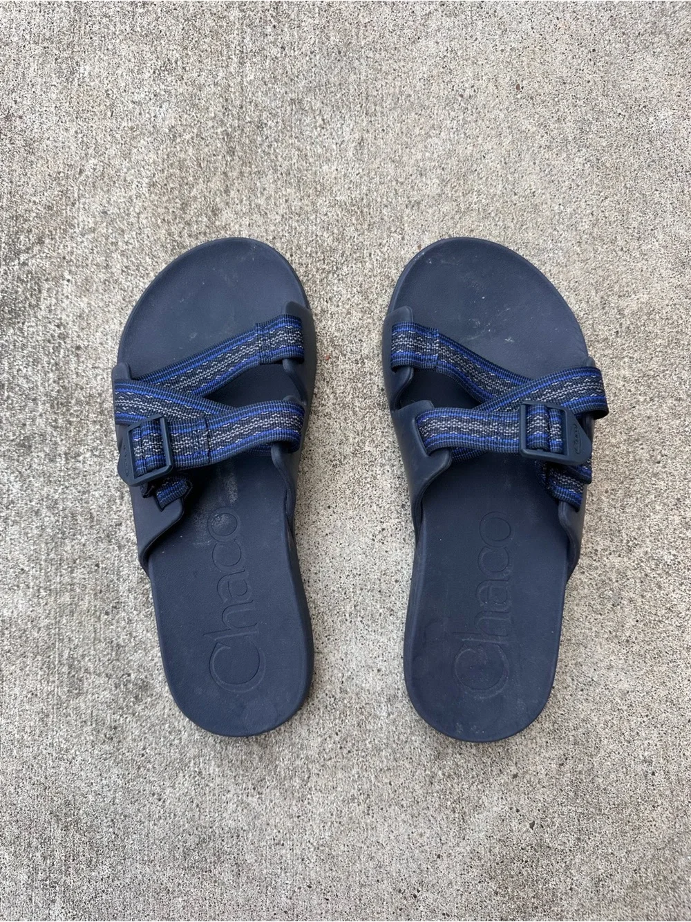 Chaco Men's Chillos Slides in blue and grey Slip on Sandals Size 10 (A45)